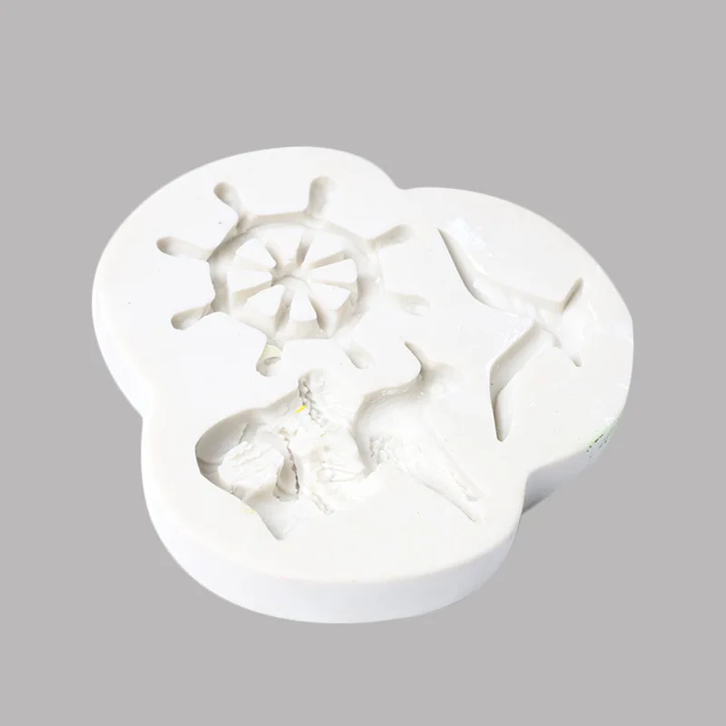Resin Silicone Molds Seagull Rudder Ocean Style Pattern Fondant Cake Mold Designer DIY 3D Wall Panel Concrete Mold