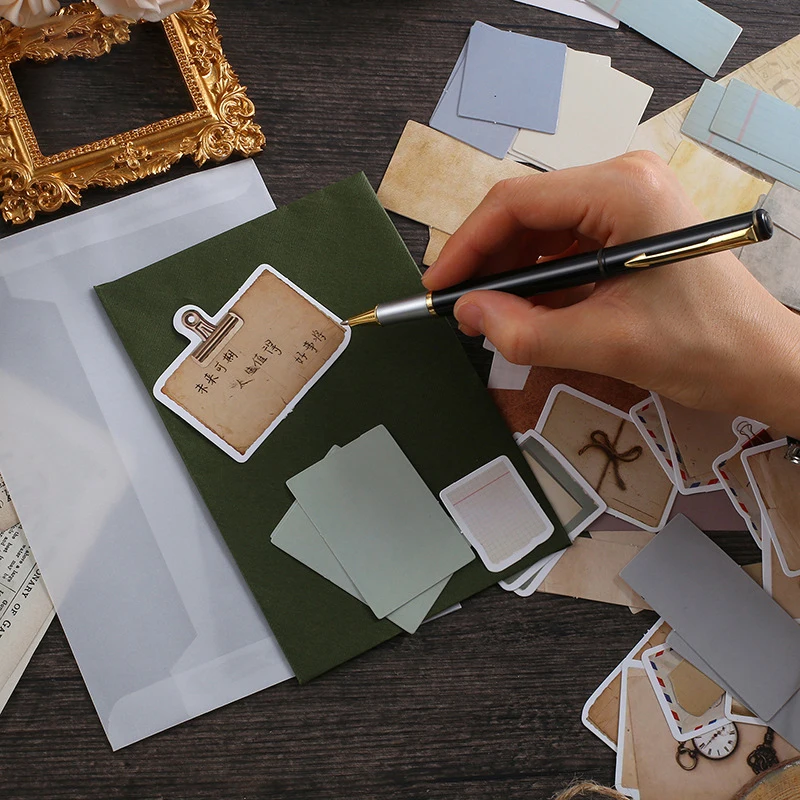 

45pcs Vintage Letter Series Material Sticker DIY Scrapbooking Junk Journal Base Collage Diary Happy Plan Gift Seal Decoration
