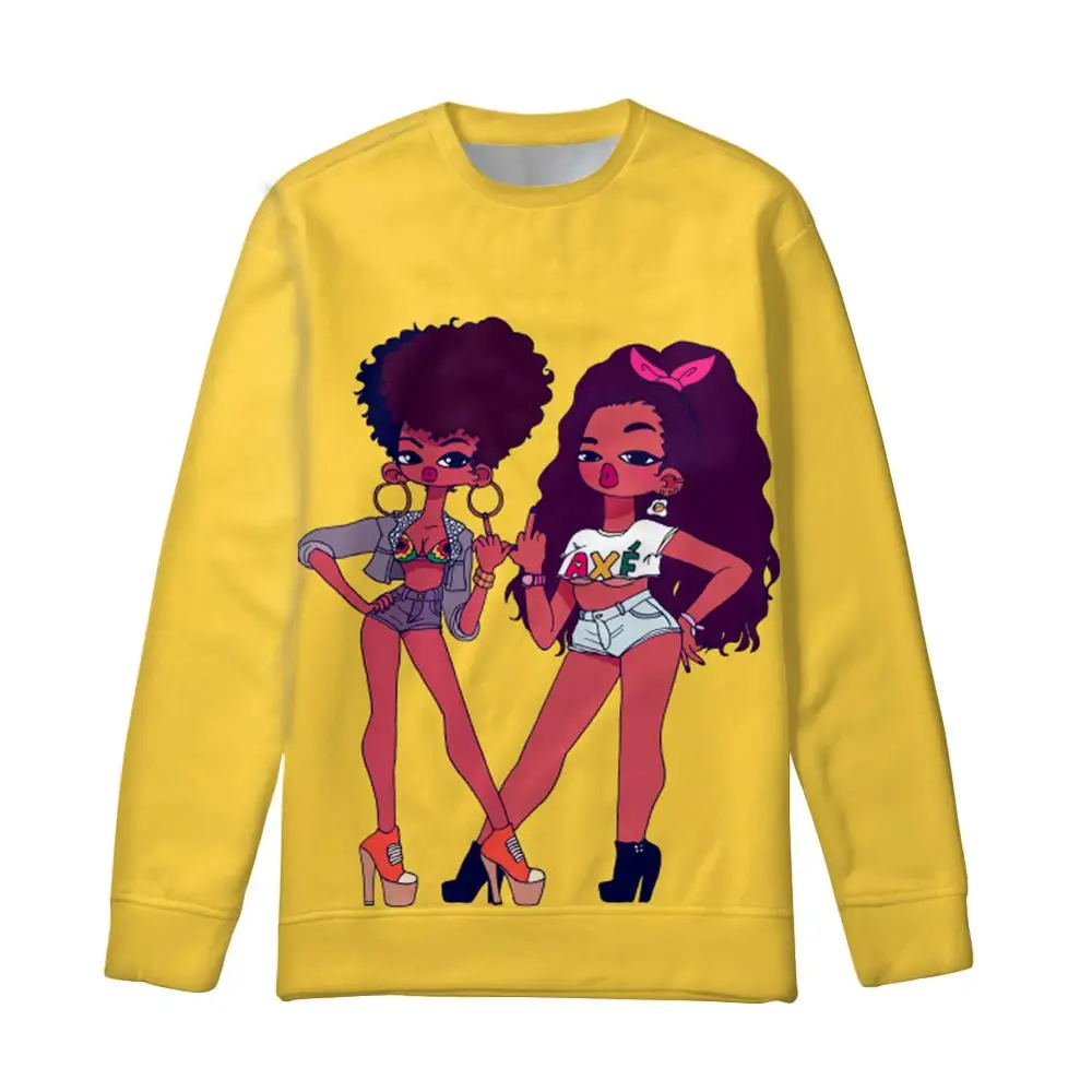 FORUDESIGNS/женские худи с карманами Afrcan Black Girl Magic Melanin Poppin пуловеры женские осенние толстовки с длинными рукавами для подростков - Цвет: YQ4007Z73