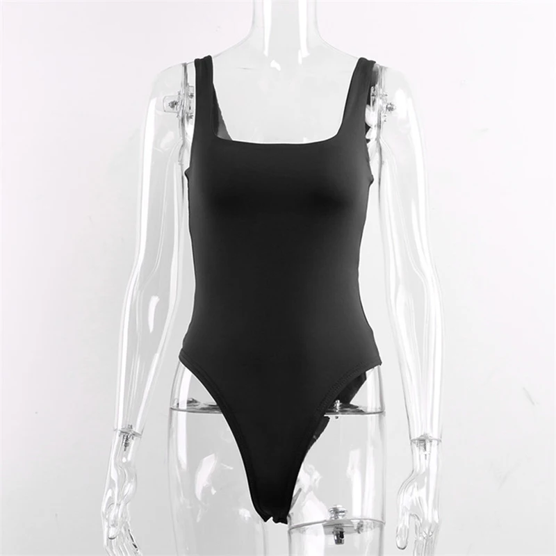 Nadafair Sexy Off Shoulder Bodysuit Women Summer Square Collar Neon Bodysuit Tops Bodycon Rompers Overall For Women