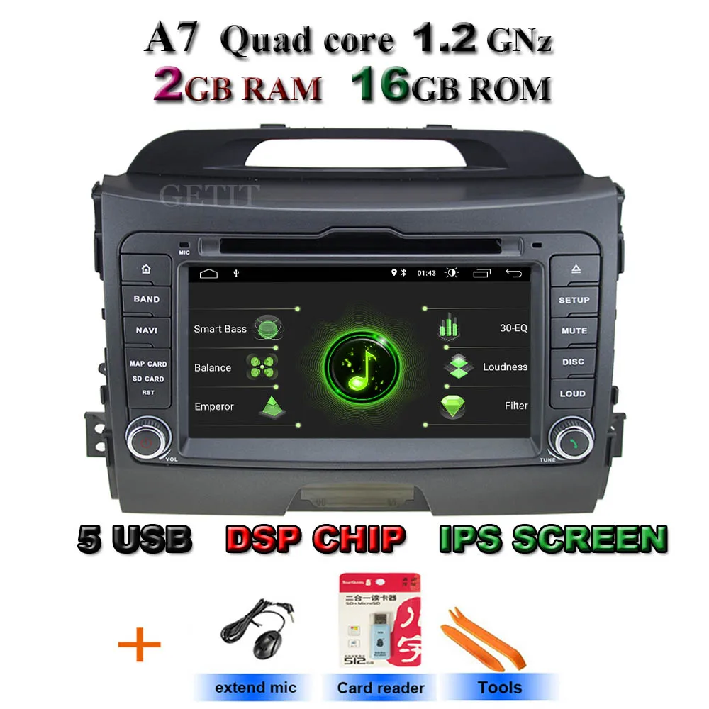 Ips Android 9,0 4G 64G Автомобильный dvd-плеер для Kia SPORTAGE 2010-2012 gps радио - Цвет: A7-Standard