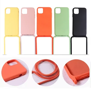 

Liquid Silicone Lanyard Phone Case For iPhone 6 7 8 Plus 11 pro Xs Max Xr X Case Cover With Neck Strap Crossbody Necklace Cord