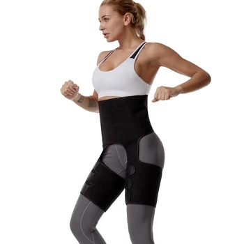 

Neoprene Thigh Shaper Sweat Thigh Trimmer 3 in 1 Women High Waist and Thigh Trainer Shapewear Fat Burning Compress Slimming Belt