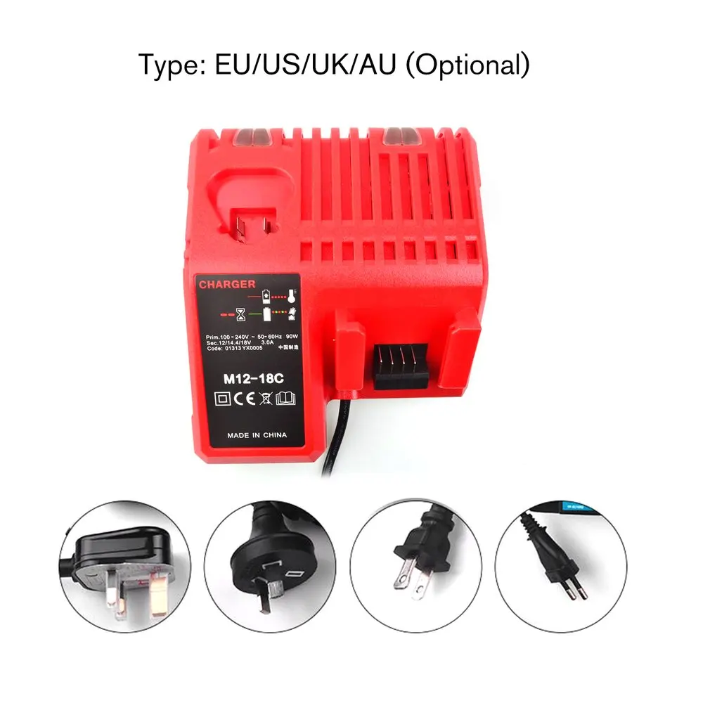 

Hot New Replacement Charger 110-240V Li-ion Battery Charger Milwaukee M12-M18C 48-11-1815 48-11-1828 48-11-2401 48-11-2402 EU/UK