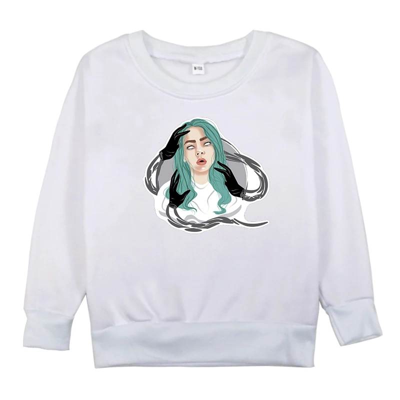 Billie Eilish/толстовки с капюшоном для маленьких девочек и мальчиков; костюм; топы с длинными рукавами; сезон осень-зима; хлопковая Футболка; толстовки; Одежда для маленьких детей; унисекс
