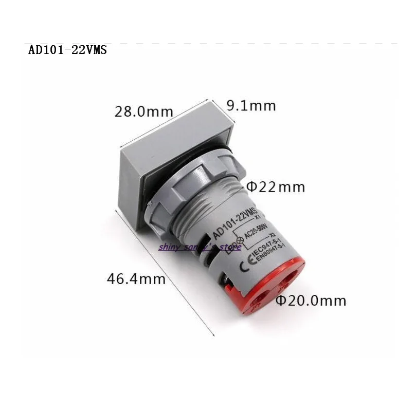 Рисунок 6 - AD101-22VMS 22 мм AC20-500V красный/зеленый/желтый/синий/белый