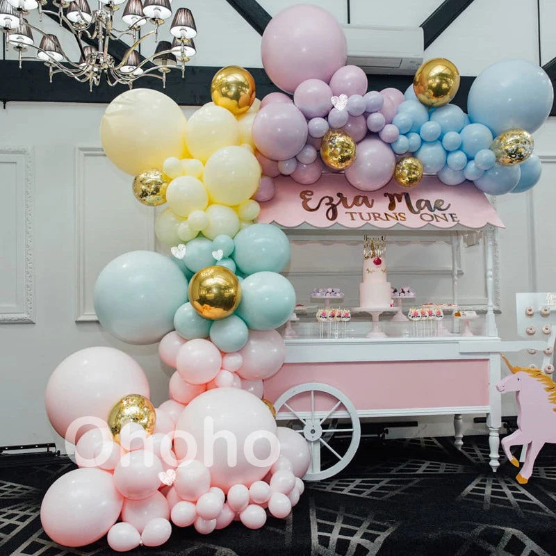 Ohoho Rainbow Macaron Pastel Balloon Garland Arch Set Unicorn Kids Birthday Party Decor Baby Shower Marriage Wedding Balon | Дом и сад