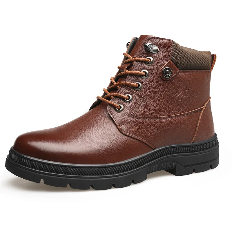 

Winter Men's Boots High Quality Super Warm Winter Footwear Men Snow Boots Genuine Leather Men Shoes Men Military Fur Boots