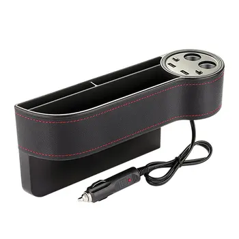

Car Seat Gap Filler Leather Automotive Console Side Pocket Organiser With Coin Box And 2 Usb Charging Ports