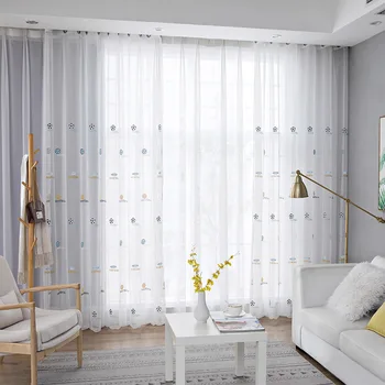 

Transparent Football Embroidered Children Curtains Boys Sheer Curtains for Living Room Bedroom Tulle White Voile Curtains 422&40