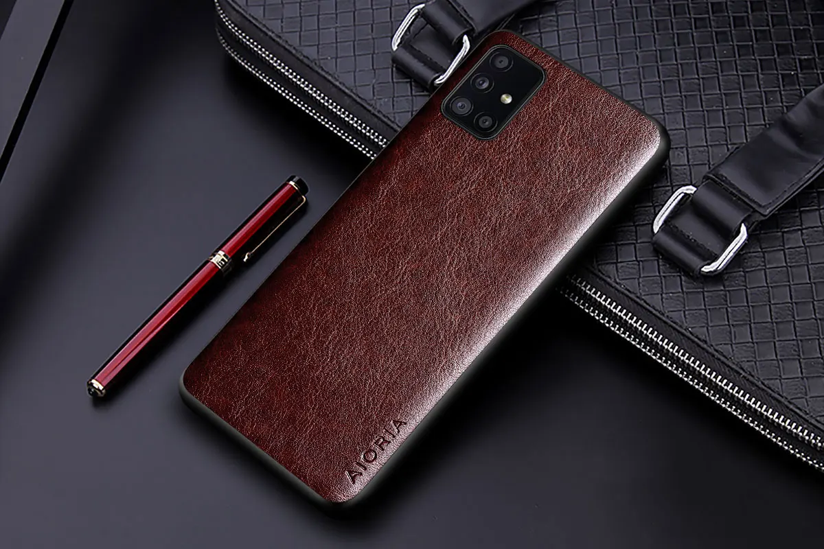 Luxury PU leather Case for Samsung galaxy A51 A71 A41 A31 A21S A11 4G 5G with Business solid color design phone case coque