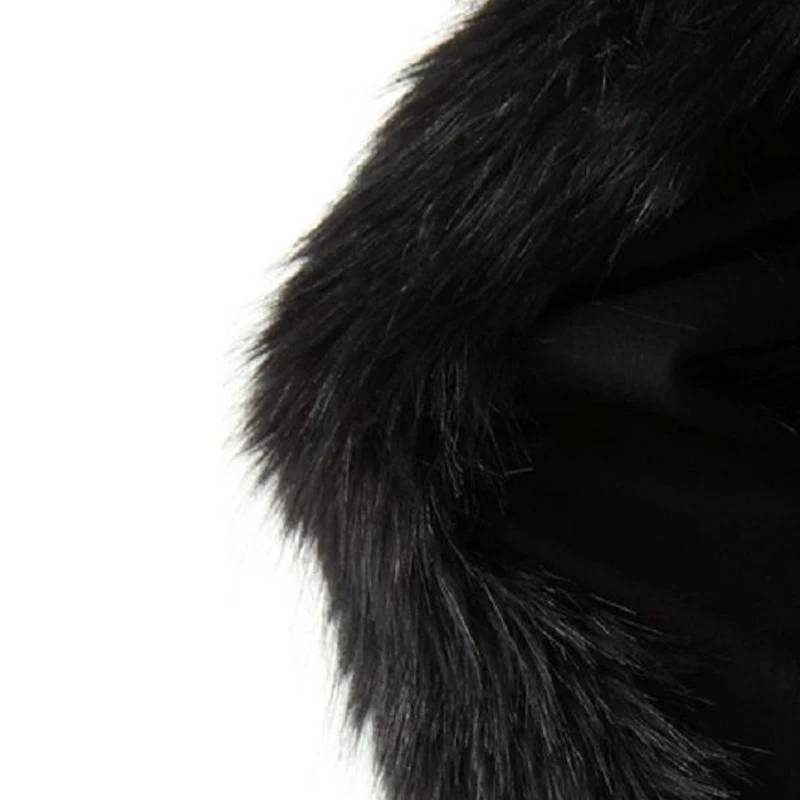 

Hot Women Winter Faux Furs Coat Stand Collar Black Fluffy Long Sleeves Warm Female Tops CGU 88