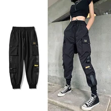 

Streetwear Black Pants Women Korean Style Elastic Waist Sweatpants Baggy Pants Summer Autumn Hip Hop Harajuku Trousers Women