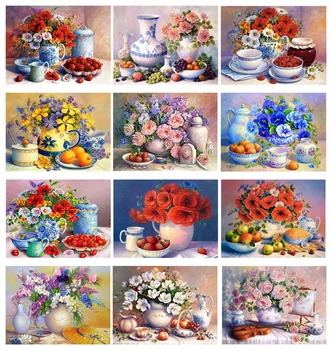 

Yikexin 5D DIY Diamond Painting Fruit Flowers FuII circular Diamond Art Embroidery Mosaic Home Decorat