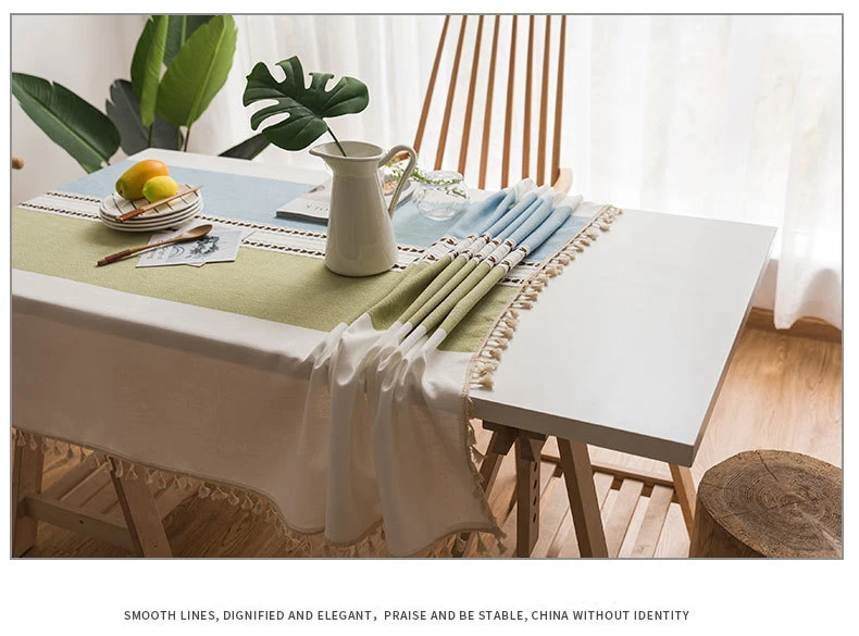 Modern Wedding Table Cloth Cotton Striped Tassels Tablecloth Rectangular Party Dining Table Cover Tafelkleed Mantel Mesa Nappe