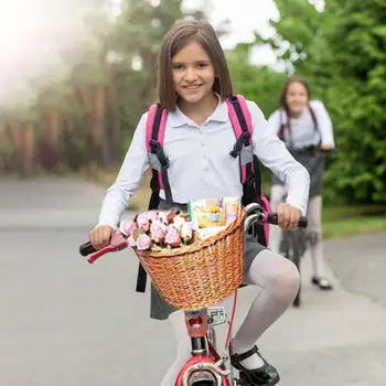

Children's bicycle basket Bicycle Front Handlebar Basket, Hand-woven Wicker Storage Holder with Adjustable Belt