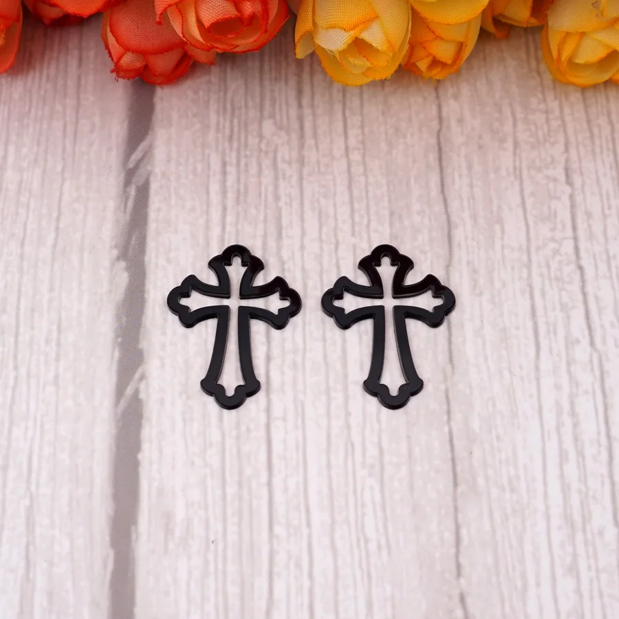 50 teile/los 8 cm/5 cm/3 cm Höhe Aushöhlen Schneiden Verspiegelte Kreuz Form Acryl Aufkleber DIY Taufe hause Dekoration – Detail 9