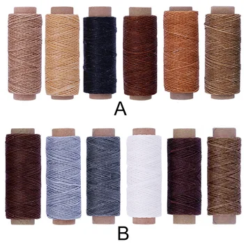 

6 Rolls/bag Sewing Waxed Thread Leather DIY Line Red Coffee & Light Grey & Dark Grey & White & Dark Red & Dark Khaki
