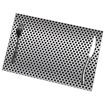 

6 Pcs Placemat Table Mat Metal Steel Dots For Tables Heat-insulation Linen Kitchen Dining Pads