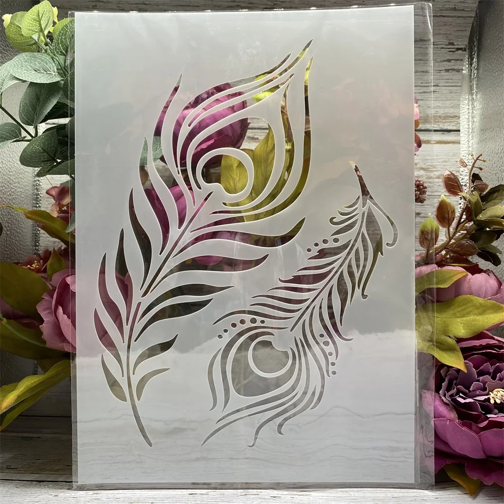 

A4 29 см два пера DIY слойные трафареты настенная живопись раскраска для скрапбукинга тиснильный альбом декоративный шаблон