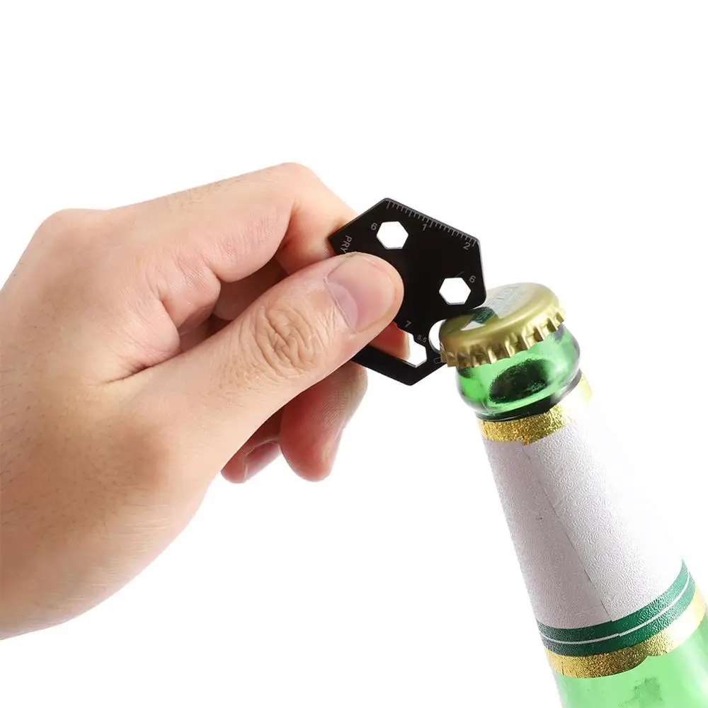 Multifunctional Portable Folding Stainless Steel Screwdriver Bit Rope Cutter Bottle Opener Ruler Outdoor Repair Tool Accessories