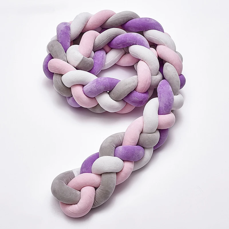 Baby Crib Bed Bumper Knotted Braided Plush Nursery Cradle Decor Newborn Infant Pillow Cushion Junior Bed Sleep Bumper YZL002