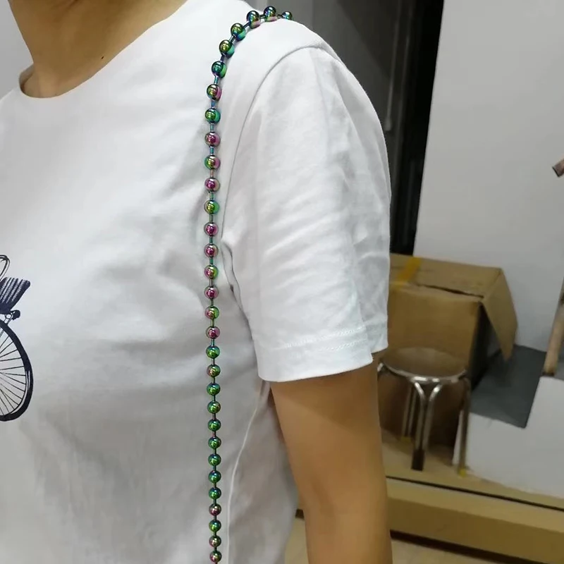 

100meters 8mm rainbow color 304 stainless steel bead ball chain for custom jewelry Necklace Bags DIY making