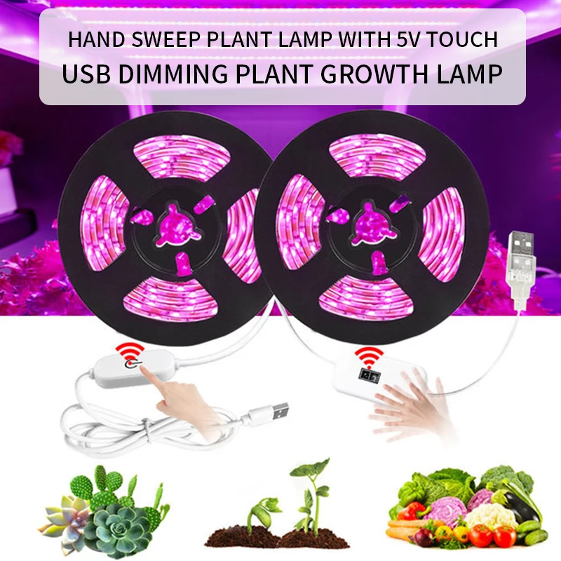 

5V USB LED Grow Light Full Spectrum waterproof LED Strip Lights 2835 60LEDs Phyto Lamps For Greenhouse Hydroponic Plant Growing