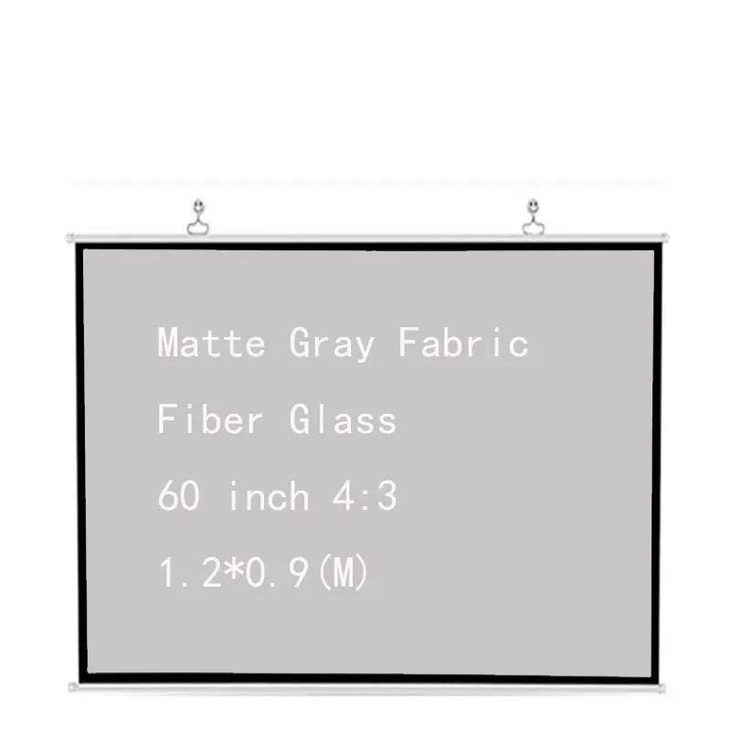 Thinyou Projector Screen Matte Gray Fabric Fiber Glass 60 inch 4:3 Screen Wall for Home Theater Cinema Movies Party