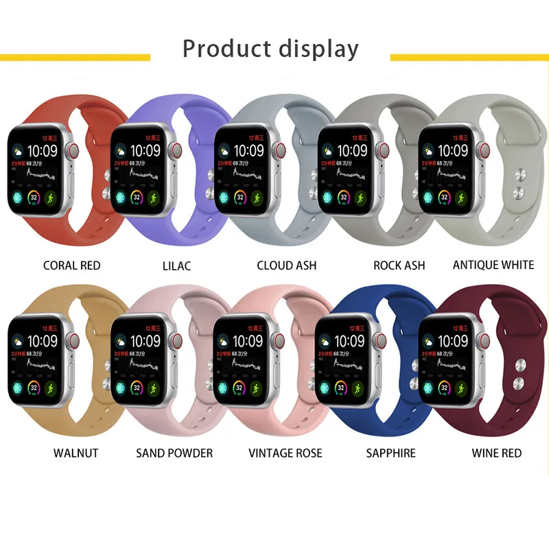 Силиконовый ремешок для Apple Watch 38 мм 42 мм iwatch 5 ремешок 44 мм 40 мм спортивный браслет резиновый ремешок для iwatch 4 3 2 1