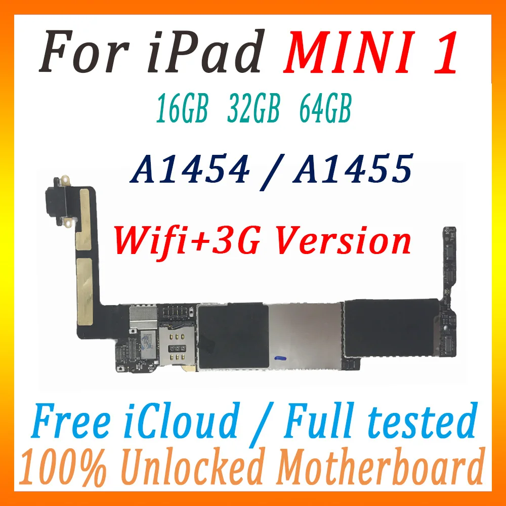 Оригинальная разблокированная материнская плата для ipad mini 1 A1454/A1455 Wifi+ 3g версия логическая плата с полным чипом MB протестированная ок панель