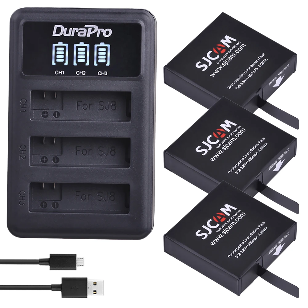 1200mAh SJ8 Battery + LED Charger for SJCAM Air Plus Pro Action Cameras | Электроника