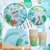 Dino Party Supplies Динозавр Воздушные Шары Бумажные Соломинки Одноразовый Набор Посуды Дети Мальчик День Рождения Украшения Джунгли Партии