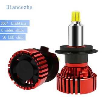 

Biancezhe 2PCS turbo h7 led car headlight H11 H1 HB4 9006 HB3 9005 9012 bulb 72W 9000LM 12V 6500K Auto Lamp 6 sides 36 chip