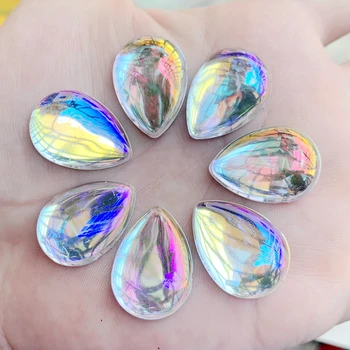 

18*25mm 15pcs Crystal AB Drop Rhinestone Applique Resin Crystal Strass Flat Back Gems Sew On Stones for Needlework 23W300