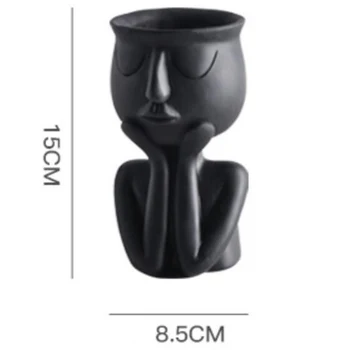 

2 Pc Character Portrait Flower Pot Resin Succulent Plant Pot Abstract Face Flower Pot Household Desktop Vase