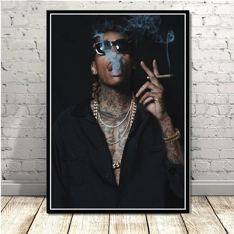 Горячая Wiz Khalifa, реперские кепки в стиле хип-хоп, с изображениями музыкальной Звезда Певица Холст Картина маслом плакатный принт искусство настенные картины для Гостиная домашний декор - Цвет: Прозрачный