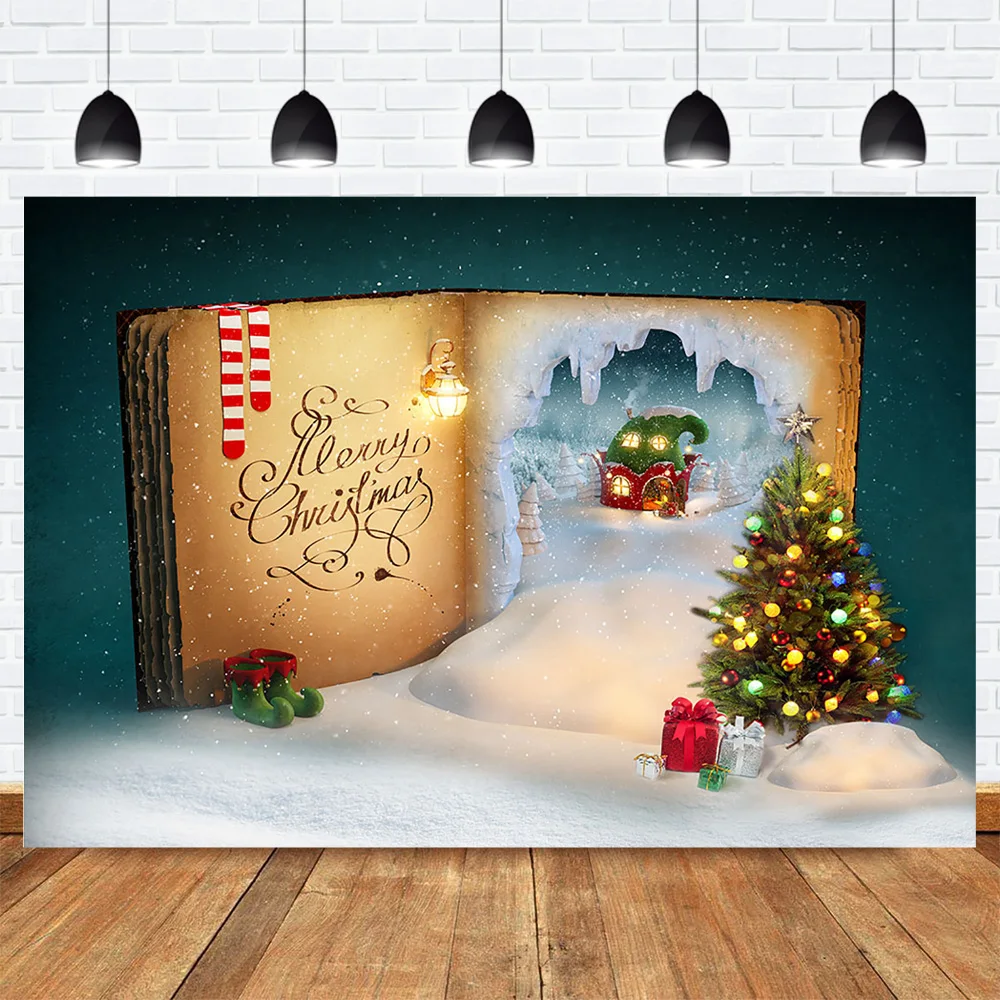 Photography Backdrop Winter Christmas Tree Photo Background Books Socks White Snow Backdrops for Studio House | Электроника