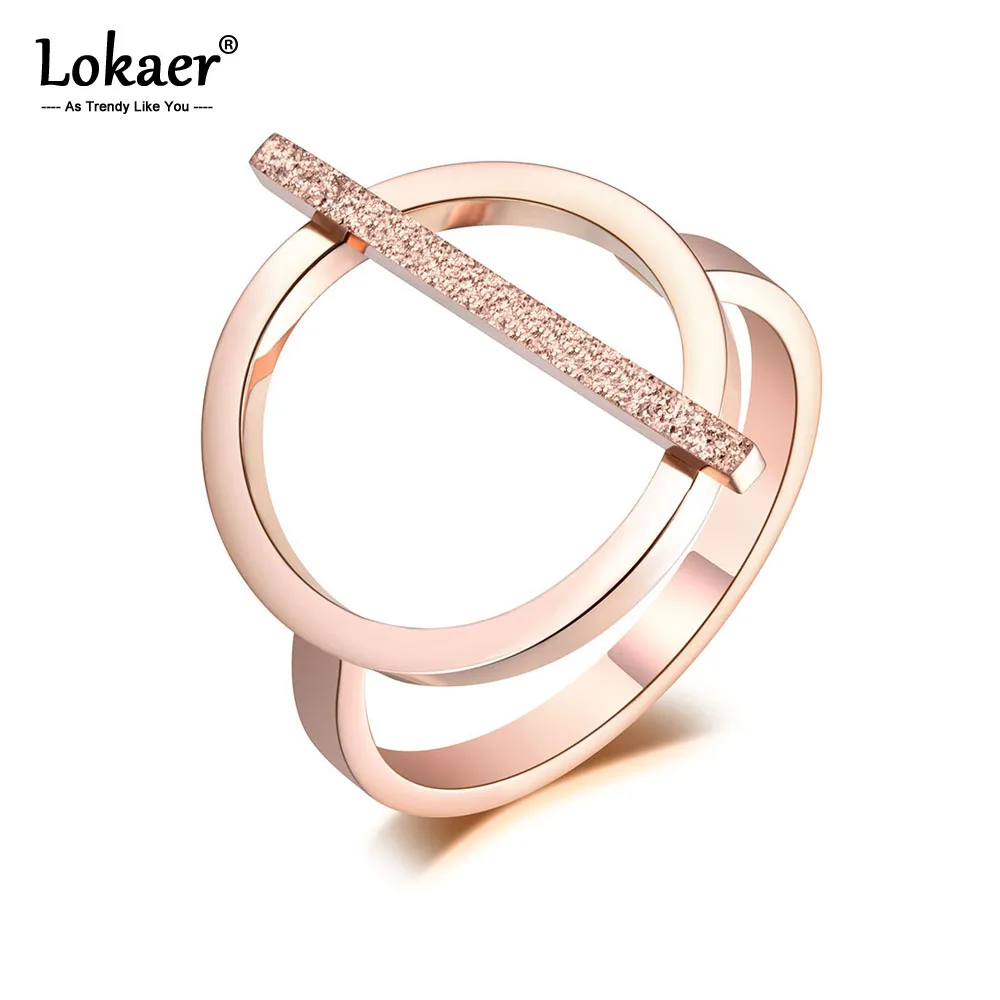 Lokaer OL Design Fashion Stainless Steel Ring Rose Gold Color Geometric Engagement Wedding Rings For Women Jewelry Anillo R19008 wedding rings finger rings fashion rings engagement rings fashion ring stainless steel rings metal rings gold rings