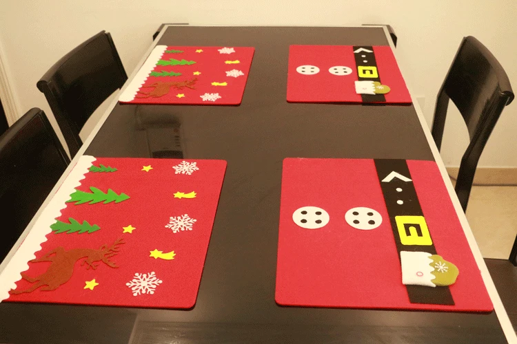 Christmas Table Mat Christmas Tree Kitchen Decoration Placemat Santa Claus Table Napkin For Wedding Dining Accessories Table Mat