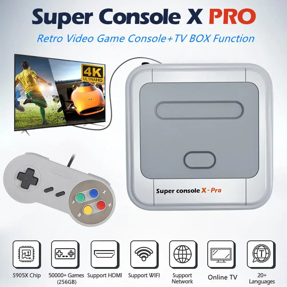 Super Console X Pro With S905X Wifi 4K HD Retro Game Console For PSP