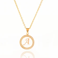 Модное очаровательное золотое ожерелье с подвеской в виде алфавита 26, циркониевые ожерелья с буквой