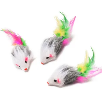 

Pet toy cat toy mouse doll color feather plush simulation mouse family interactive supplies pet utensils