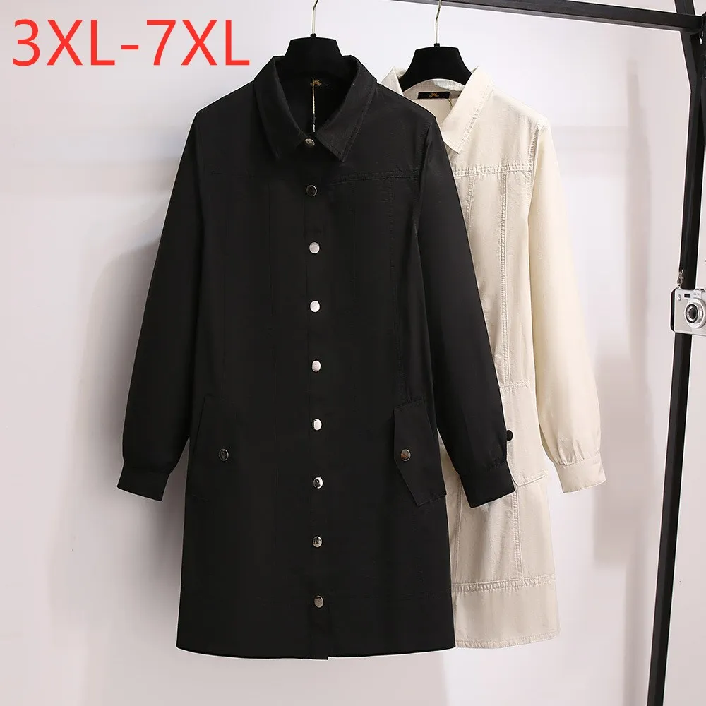 

New Ladies Spring Autumn Plus Size Shirt Dress For Women Large Long Sleeve Loose Black Straight Mini Dress 7XL