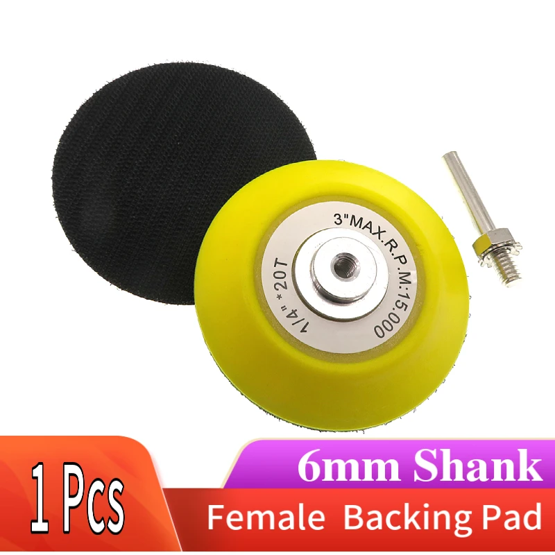 3 Inch 75mm Backing Plate 6mm Shank M6 Female Thread PU Sander Sanding Pad Hook Loop for Grinding & Polishing Abrasive Tools