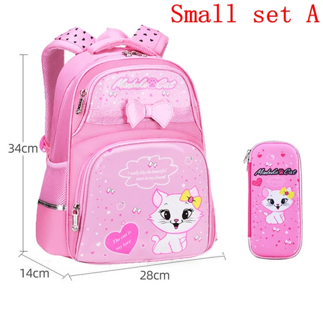 Waterproof Children School Bags Cartoon Cute Princess Backpacks Orthopedic Kids Book Bags for Teenage Girls Schoolbags Mochila Small set A