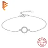 BELAWANG Genuine 925 Sterling Silver Bracelet for Women Cubic Zirconia Round Circle Charm Bracelets Chain Link Silver Jewelry ► Photo 1/6