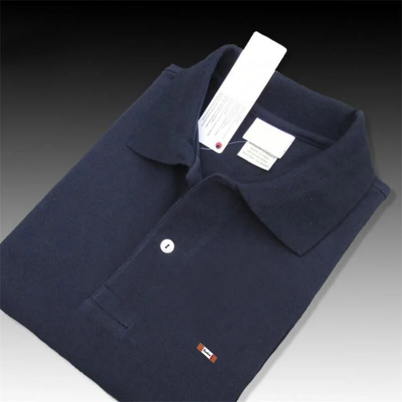 Navy blue Высокое качество летние мужские рубашки поло с коротким рукавом хлопок мужские повседневные рубашки поло с отворотом XS-4XL Модные мужские топы - Цвет: Navy blue