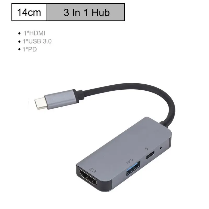 3 в 1 USB-C-type-C-HDMI концентратор DP док-станция USB 3,1 HDMI RJ45 Ethernet Micro* SDTF OTG адаптер