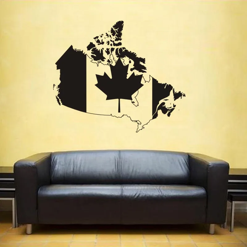 Dctal Canada Map Sticker Decal Posters Coffee Shop Vinyl Wall Car Decals Pegatina Decal Decor Mural Map Sticker